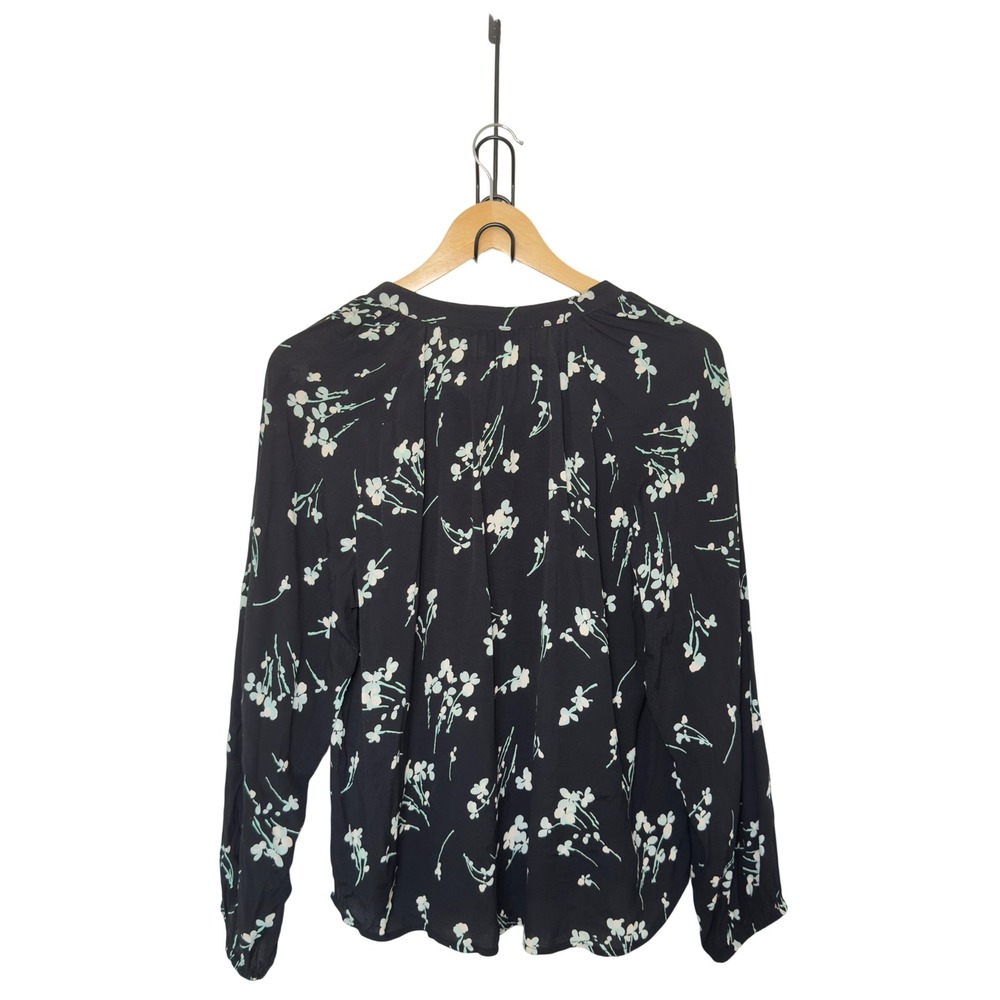 J. Crew Small Floral V Neck Multicolor Floral Popover Blouse Dark Academia - Picture 3 of 7